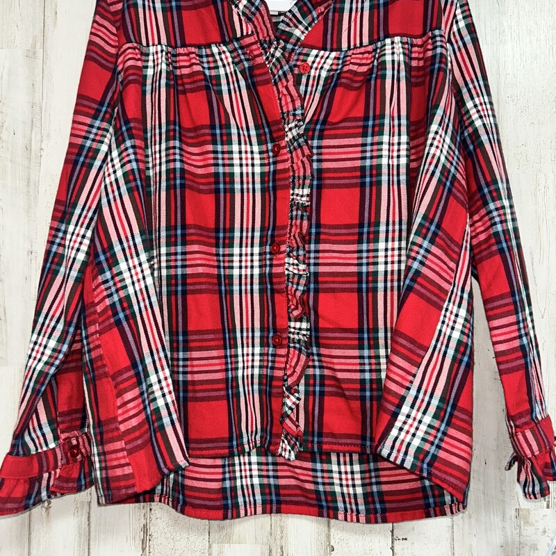 7/8 Red Plaid Ruffle Top