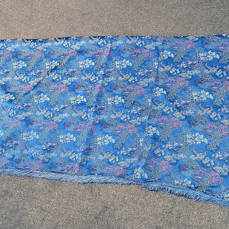 Blue Multi Asian Silk Tablcloth
52 In x 48 In.