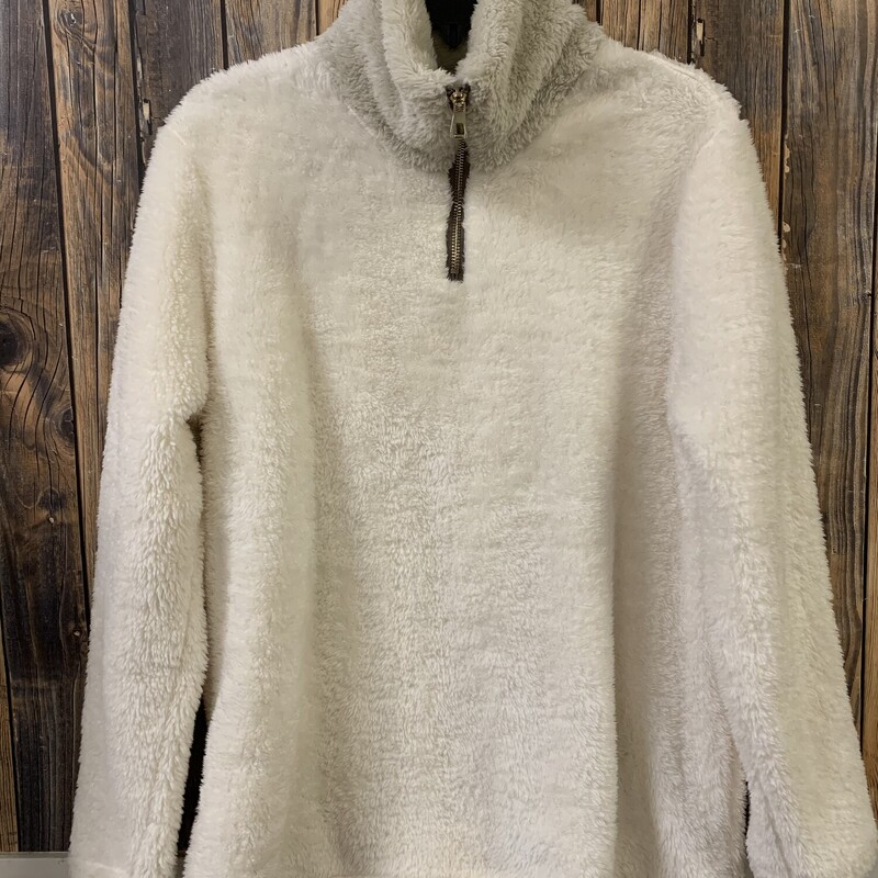 Fuzzy White Pullover, Size: M