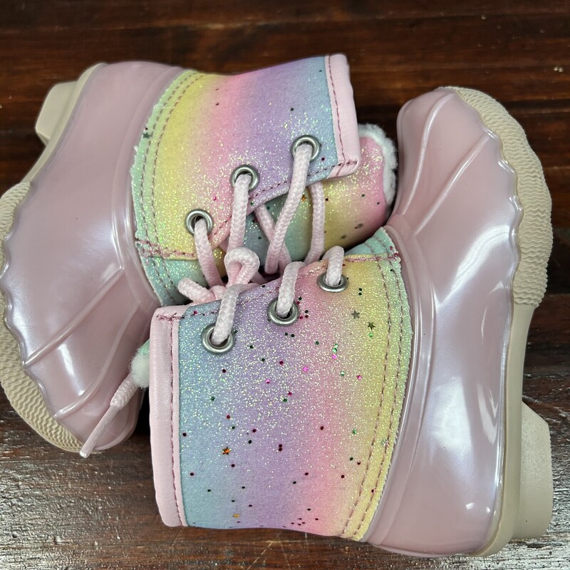 8 Pink Glitter Duck Boots