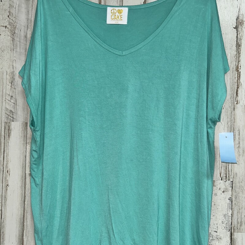 S Teal V Neck Tee