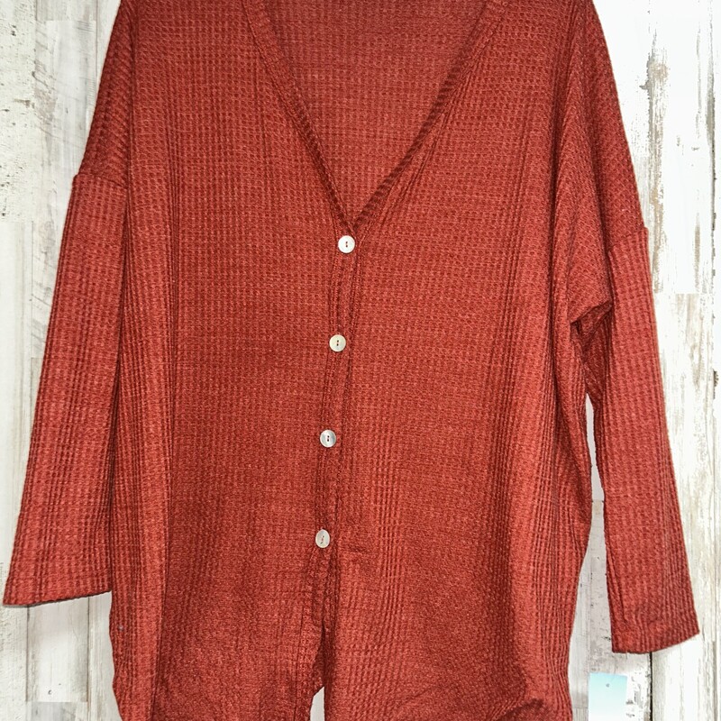 M Red Waffle Knit Top