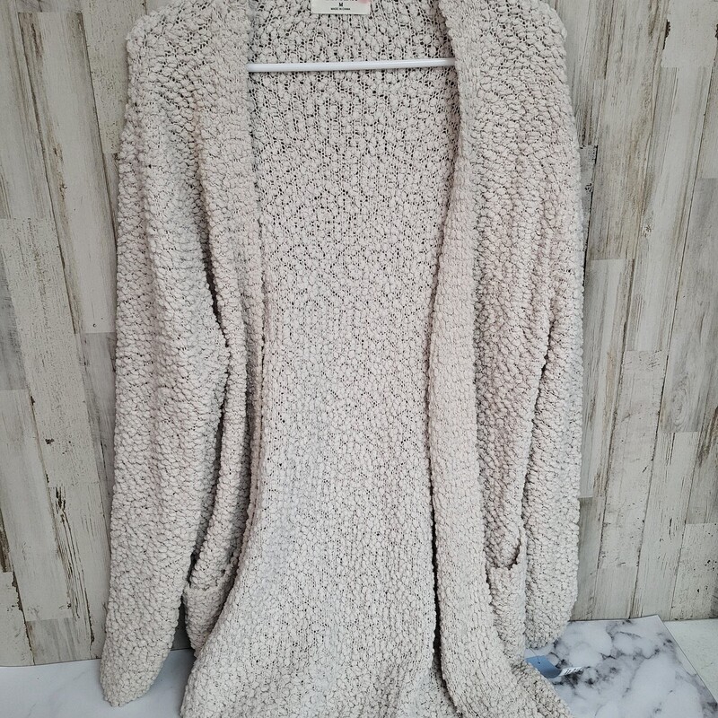 M White Popcorn Cardigan, White, Size: Ladies M