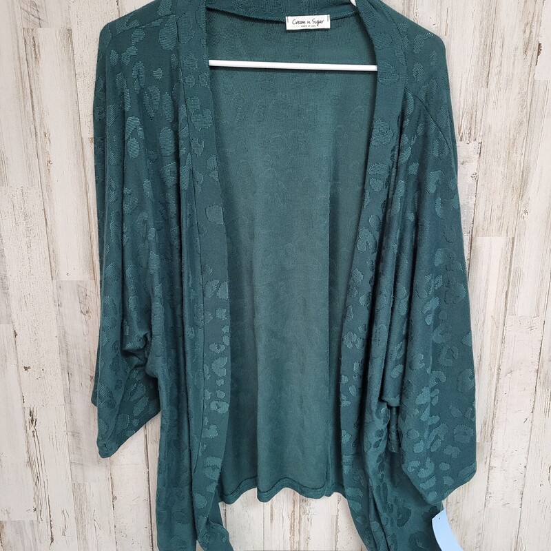 M Green Leopard Knit Kimo