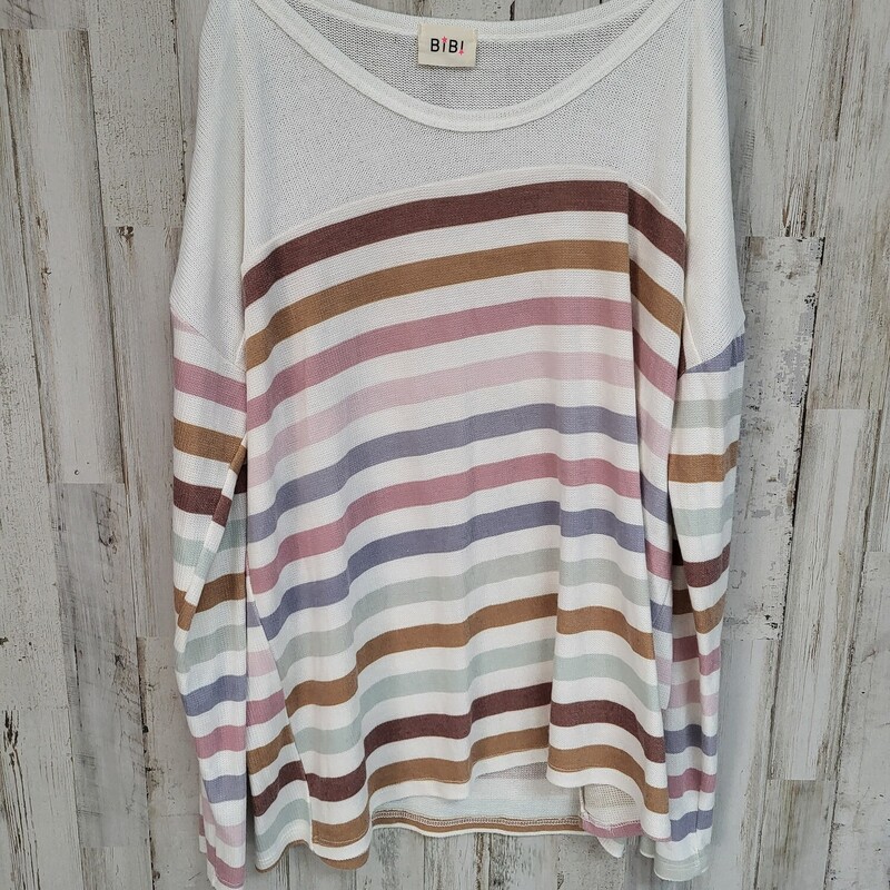 S White Stripe Knit Top, White, Size: Ladies S