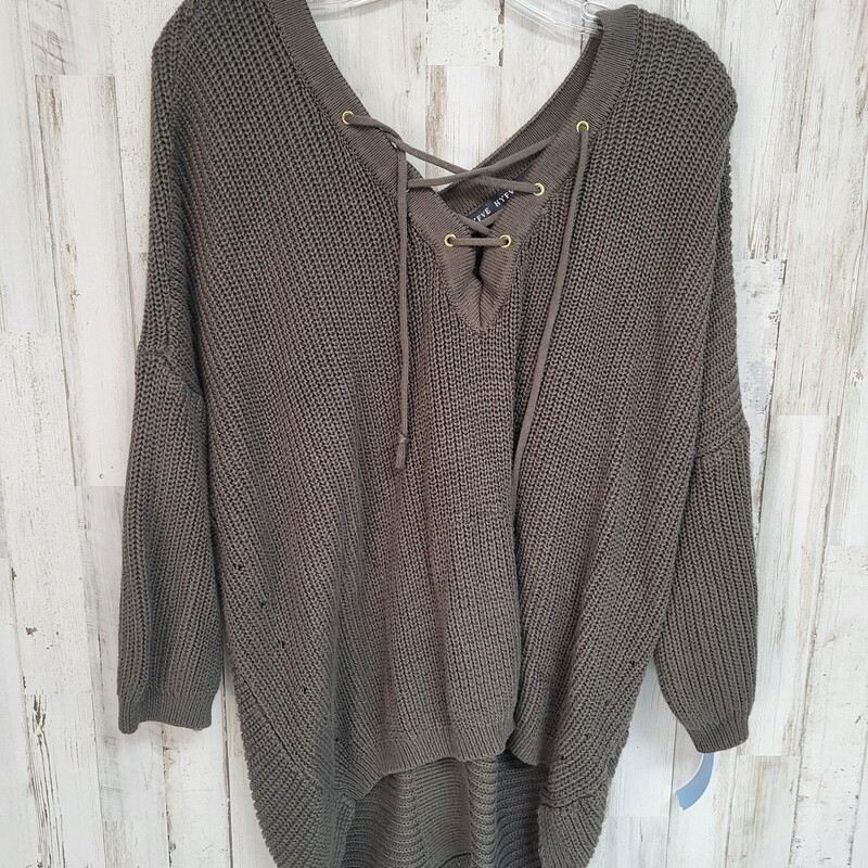 S Grey Lace Up Sweater, Grey, Size: Ladies S