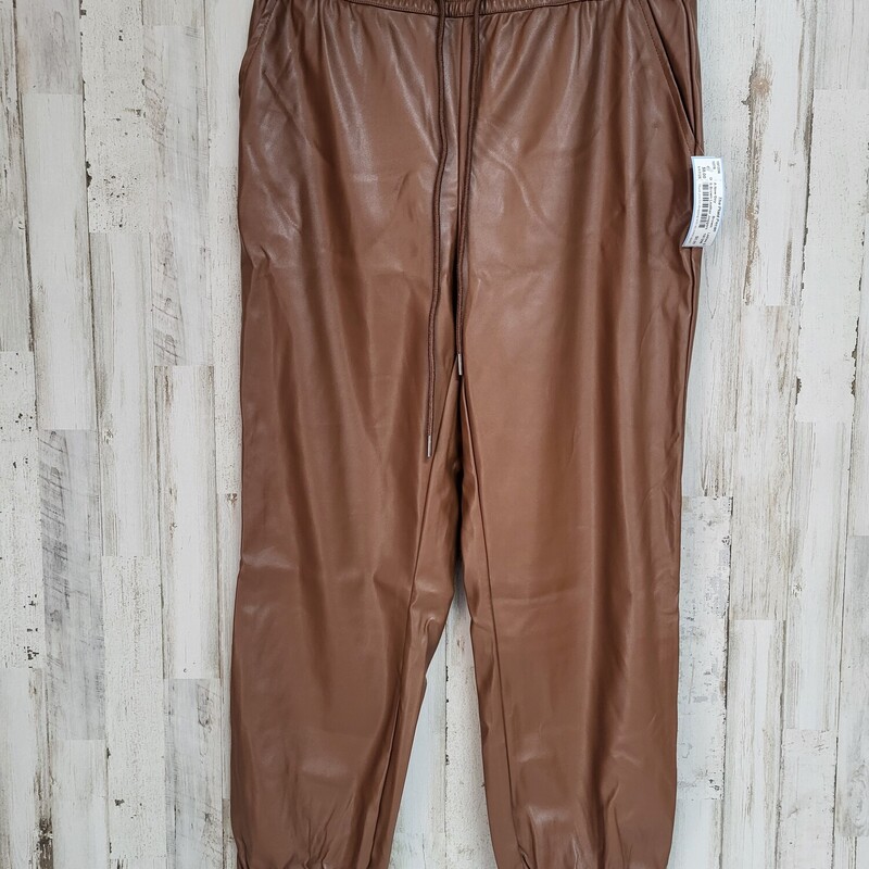 S Brown Leather Joggers