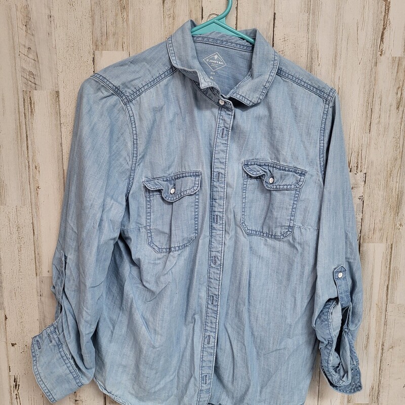 L Denim Button Up, Blue, Size: Ladies L