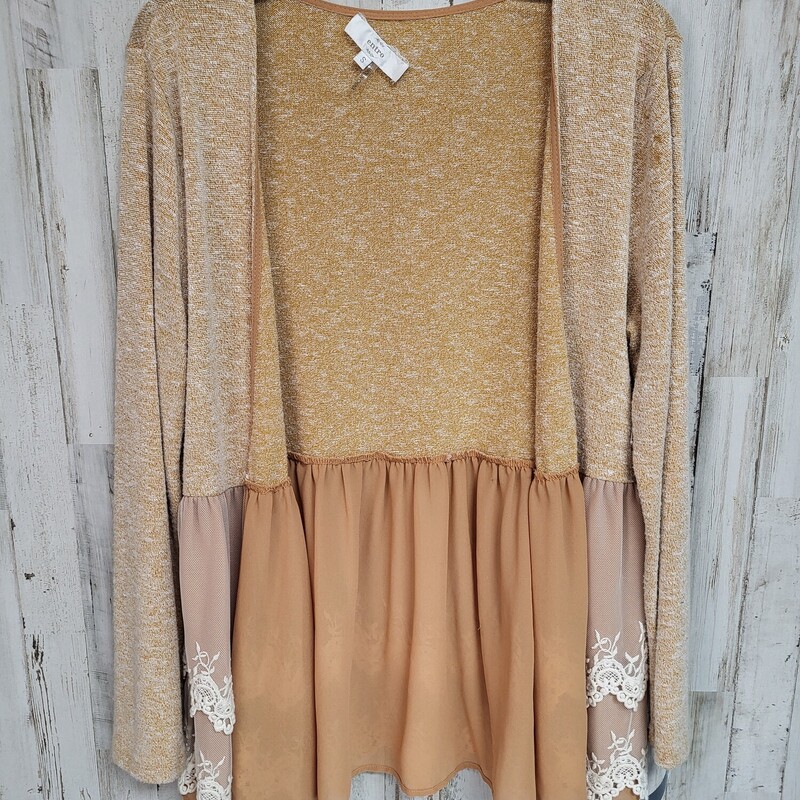 S Yellow Lace Knit Cardgi, Yellow, Size: Ladies S