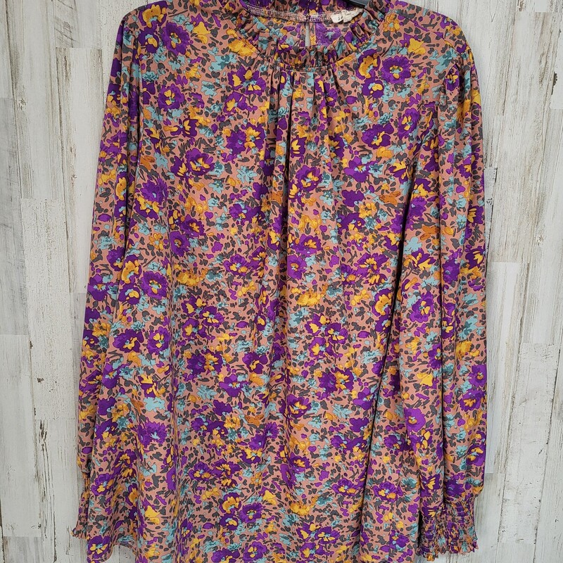 2X Purple Floral Blouse