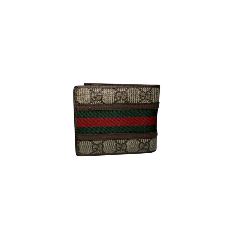 Gucci Supreme Ophidia Monogram Wallet<br />
<br />
Style Code: 549606.0410<br />
<br />
Dimensions: 4 inL x 3.5 in H<br />
<br />
Good Condition. Some minor corner wear.<br />
<br />
Comes with original dust bag and box.