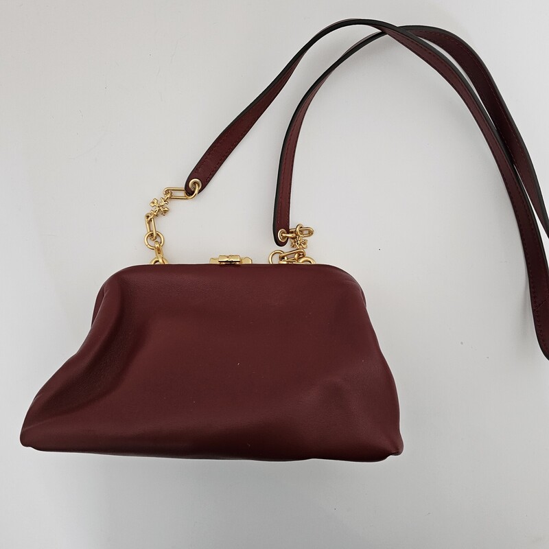 Tory Burch Cleo Leather, Burgundy, Size: Crossbody