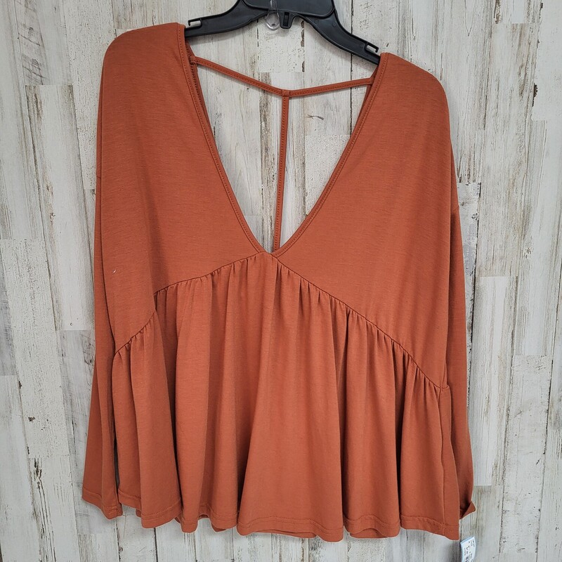 S Rust Babydoll Top, Orange, Size: Ladies S