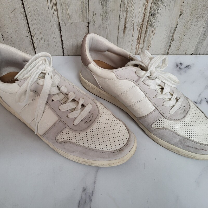 A8 White Leather Sneakers, White, Size: Shoes A8