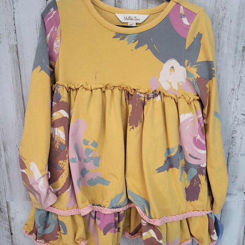 2 Mustard Printed Top, Yellow, Size: Girl 2T