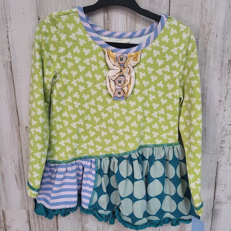 2 Green Printed Button To, Green, Size: Girl 2T