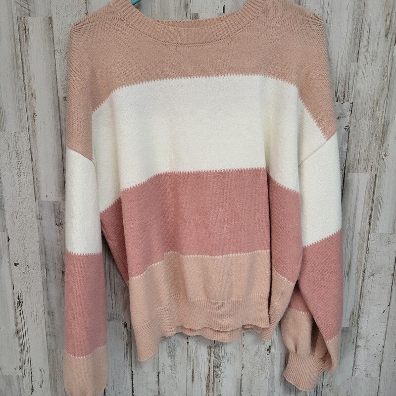 L Pink Colorblock Sweater