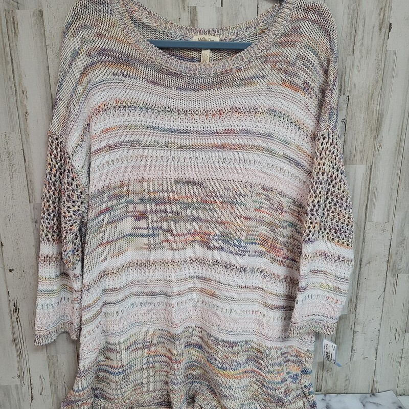 XL White Colorful Knit Sw