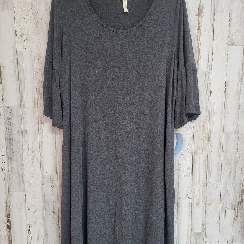 XL Grey Flare Sleeve Dres