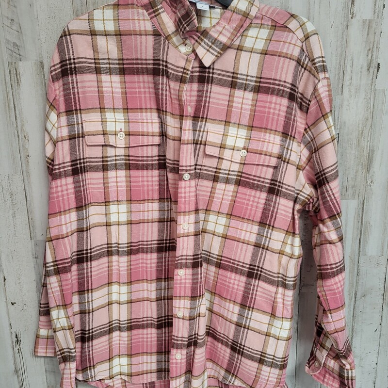 L Pink Plaid Flannel