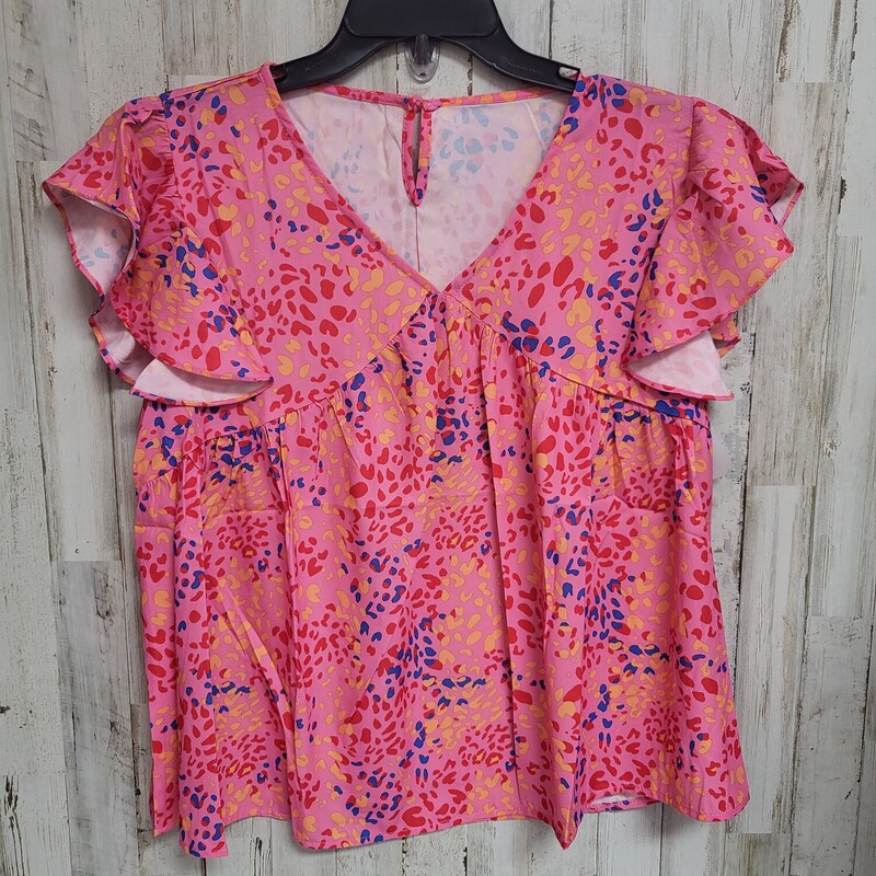 L Hot Pink Spotted Top