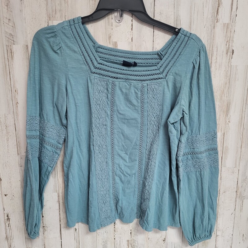 M Teal Lace Trim Top