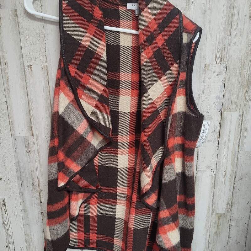 S Brown Plaid Vest