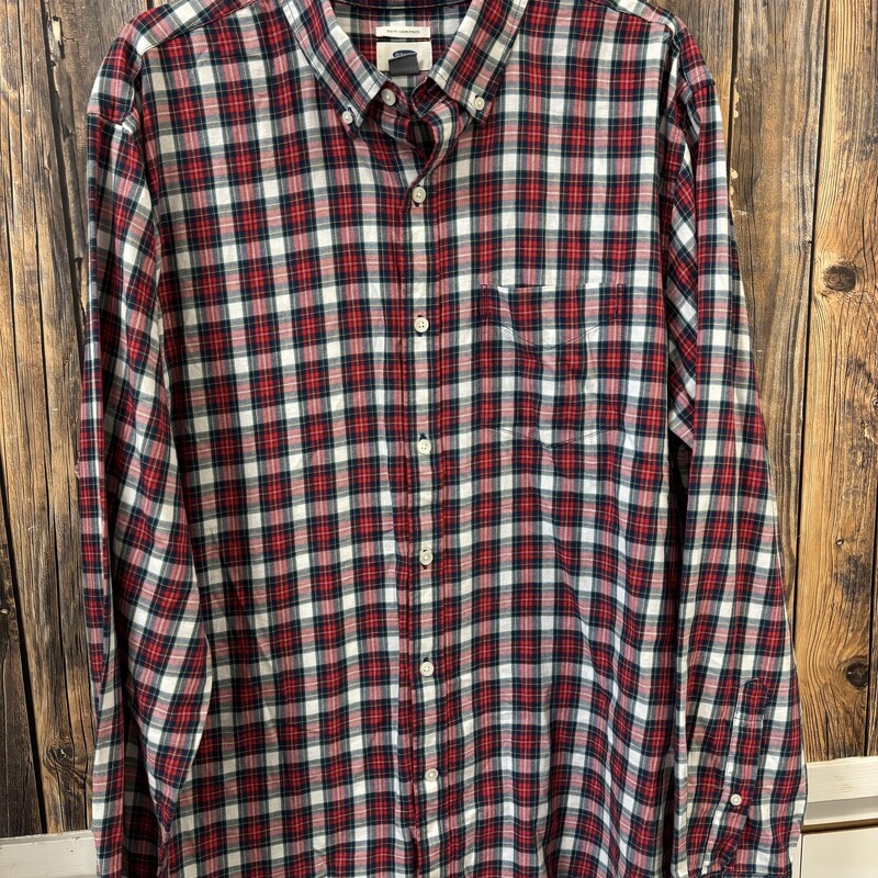 Red White Green Button Up, Size: XL Slim