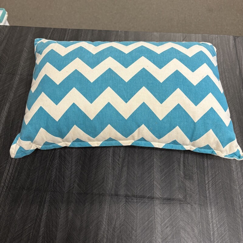 Teal White Chevron Pillow