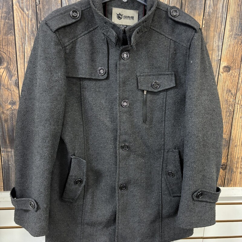 Gray Black Button Coat