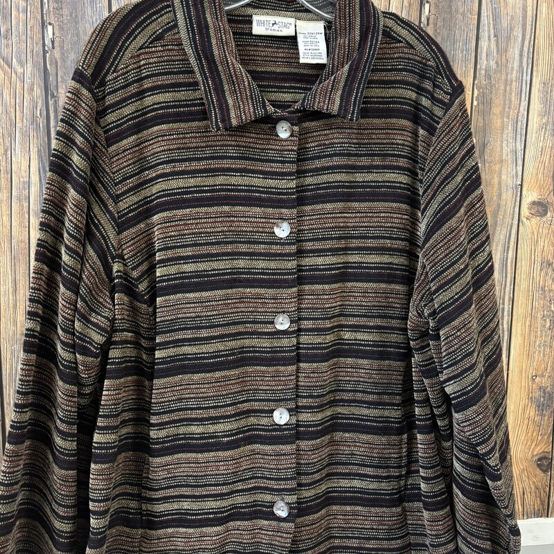 Brown Red Black Stripe Shirt, Size: 3XL