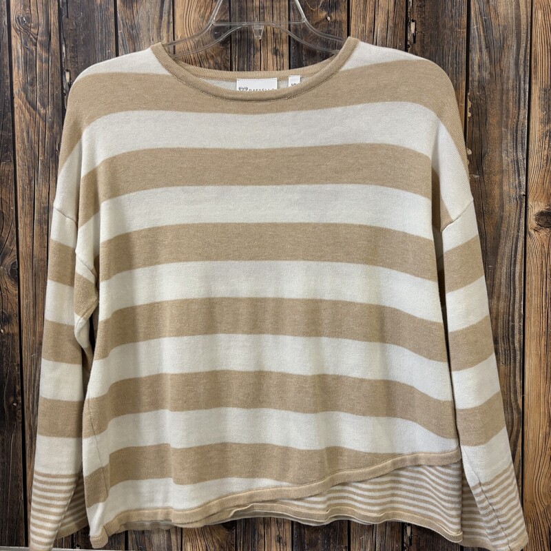 Tan/cream Stirped Sweater, Size: L