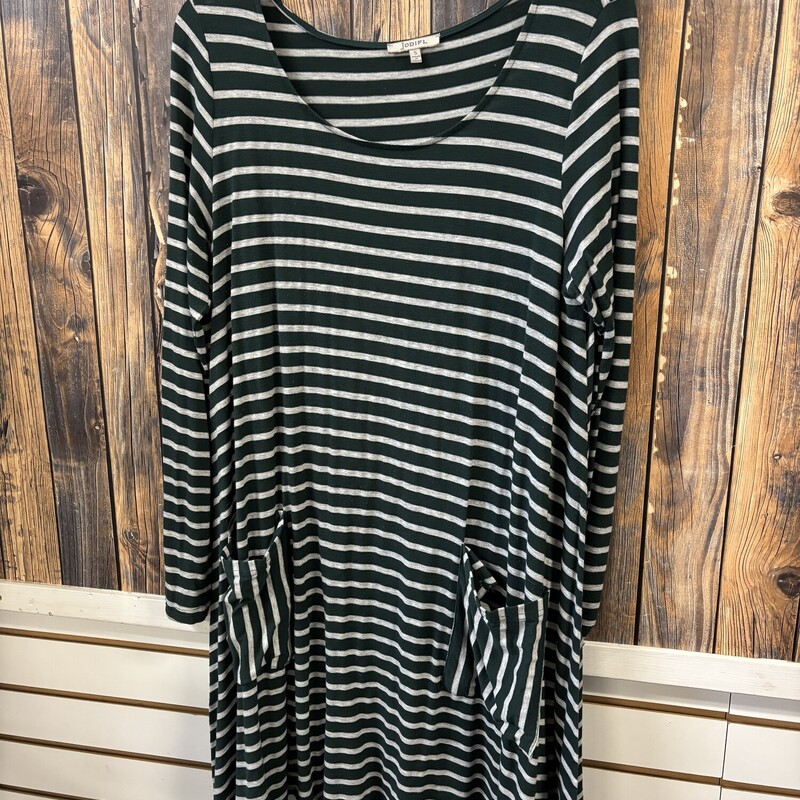 Green Gray Stripe Pocket tunic , Size: S