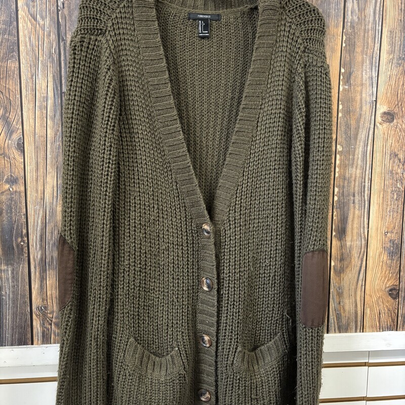 Green Buttonup Cardigan, Size: L