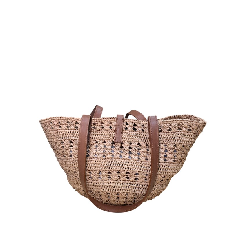 Saint Laurent Straw Raffia Tot Bag<br />
<br />
Style Code: MAL685618.0122<br />
<br />
Dimensions: 14L x 8H<br />
<br />
Very good condition. Some minor scratching on hardware.<br />
<br />
Does not come with original dust bag or box.