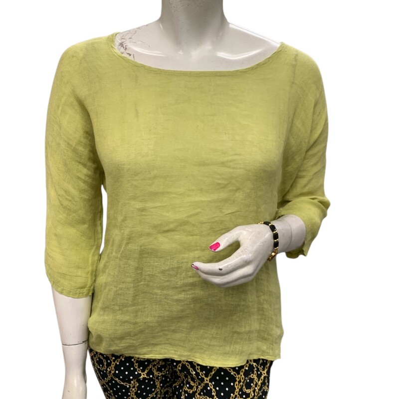 Linen Top, Yellow, Size: XL