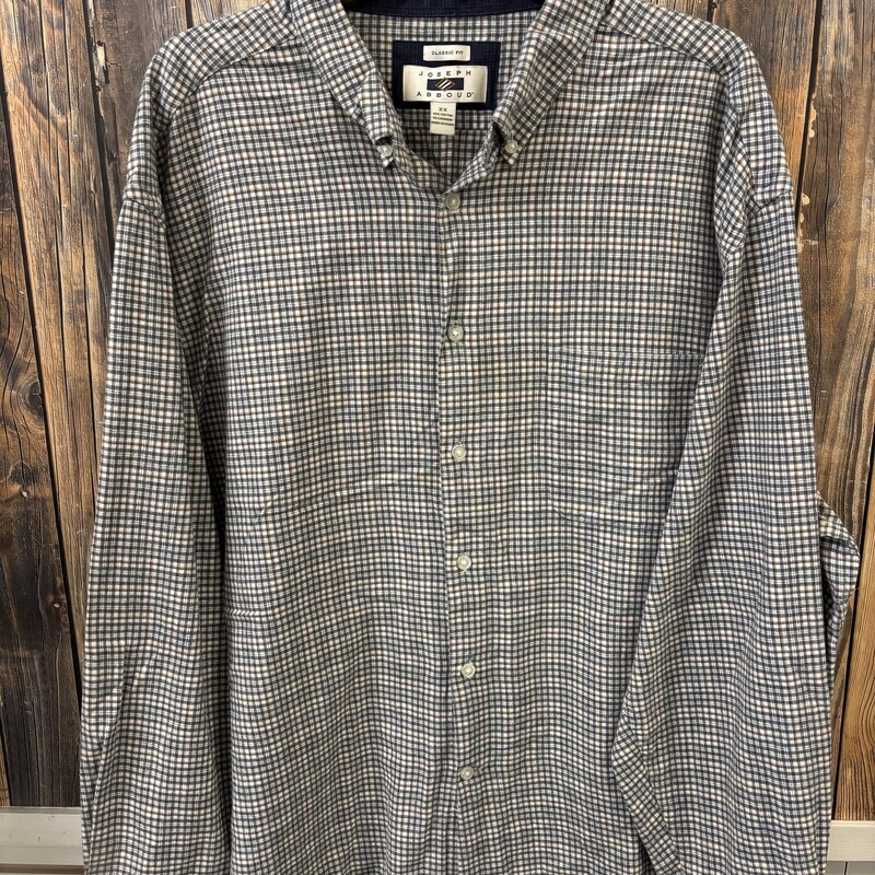 Tan Blue Button Up, Size: 2XL