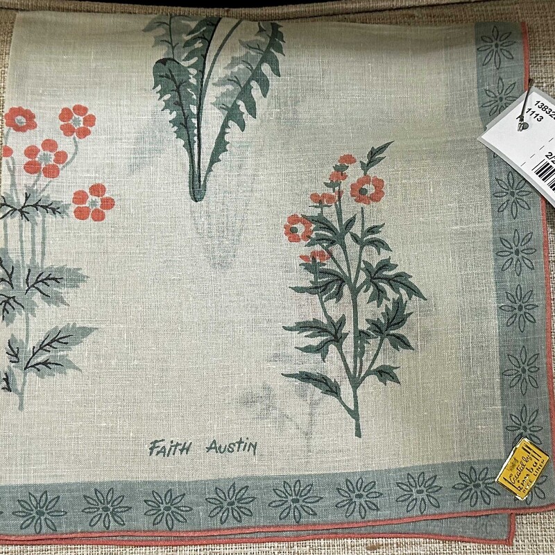 Faith Austin Hankie

1950
Contemporary Artist to Tammis Keefe

Green/Rust Floral
Original Kimball Tag