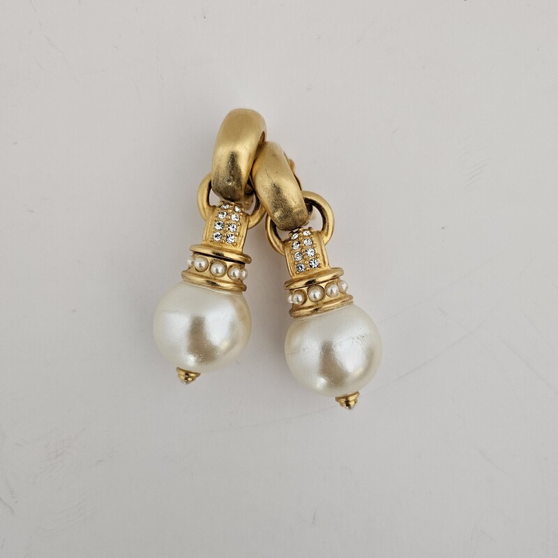 Large Pearl Dangles, Gold, Size: Vintage