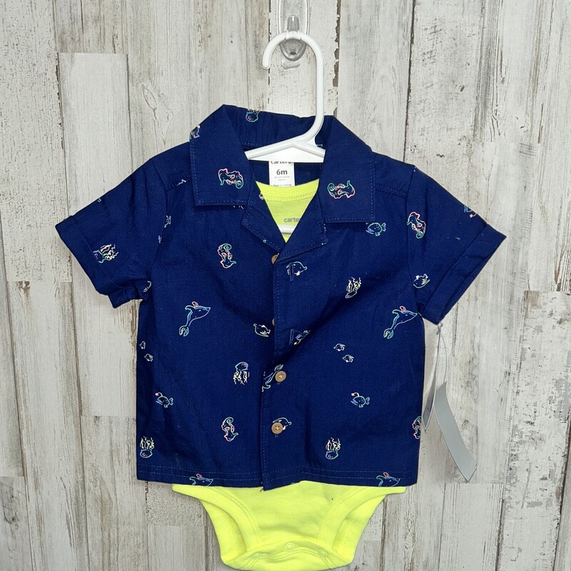 6M 2pc Jellyfish Onesie S, Navy, Size: Boy 0-9m