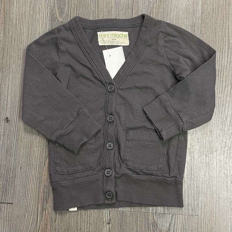 Mini Mioche Cardigan, Darkgrey, Size: 12-18M