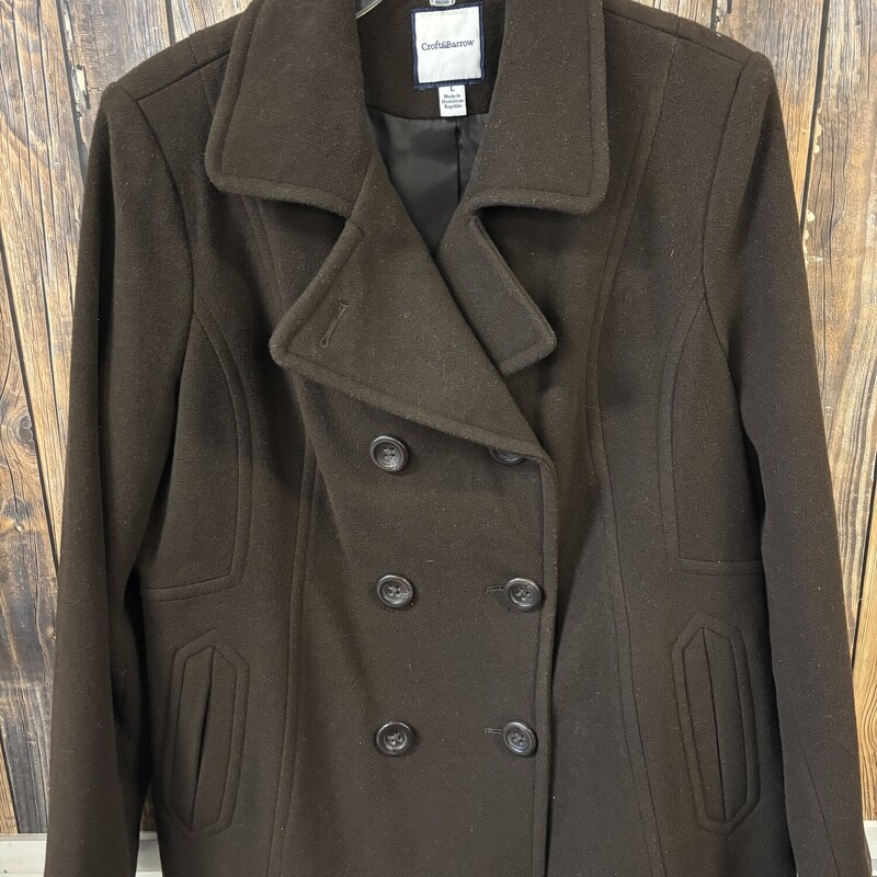 Brown Wool Coat, Size: L