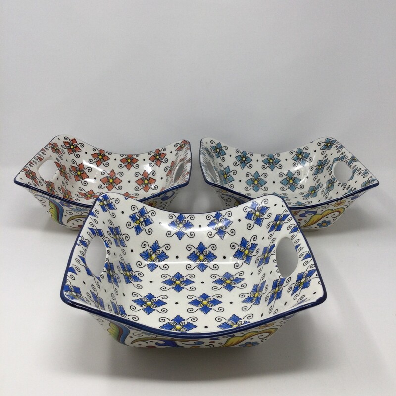 Decorative Handled Bowls,
Multi,
Size: 8 X 8.5 X 3 In