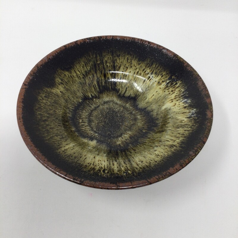 Shallow Pottery Bowl,
Brown/Blck/Green,
Size: 2 X 7.25 In