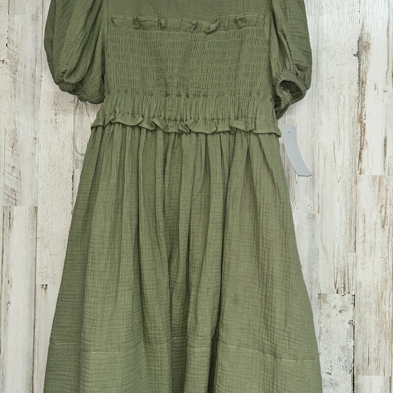 12 Green Muslin Dress, Green, Size: Girl 10 Up