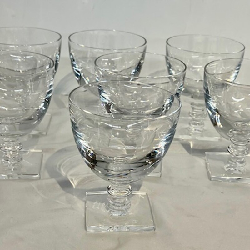 Set of 7 Hawkes Square Base Glasses
Low Water Glasses
 Clear, Size: 4x4.5H