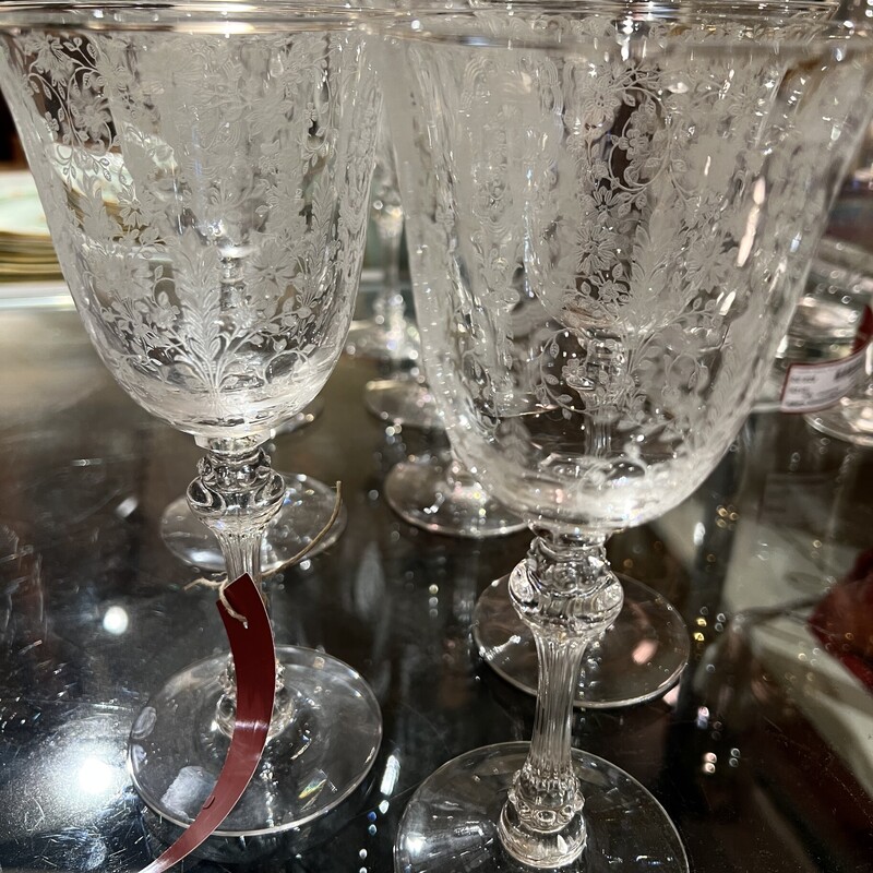 Glassware Stems, Etched, Size: 9pc.