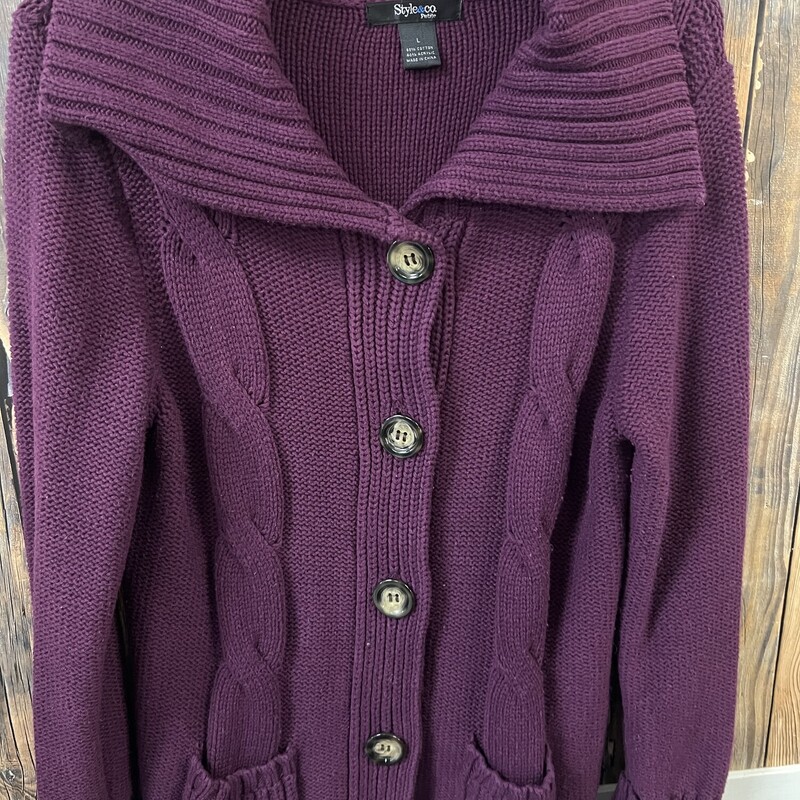 Maroon Button Sweater, Size: L