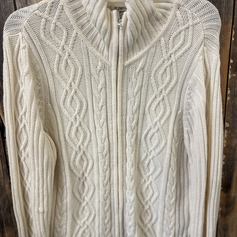 Cream Zipup Sweater, Size: L