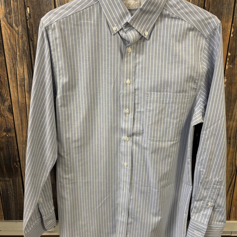 Blue White Stripe Shirt, Size: 15.5 Slim